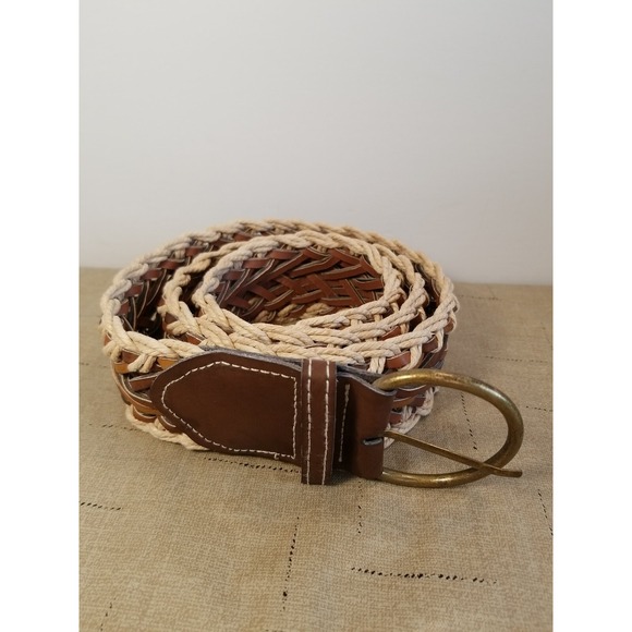 Accessories - Jute Brown Vegan Leather Women's Woven‎ Belt Size 7-9 /36 Length Festival Boho